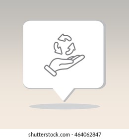 Web line icon. Three round arrows in hand (Service processing, recycling, conversion)