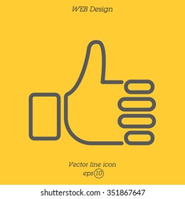 Web line icon. Thumbs up, like