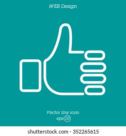 Web line icon. Thumbs up, like