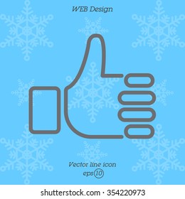 Web line icon. Thumbs up, like