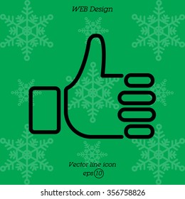 Web line icon. Thumbs up, like