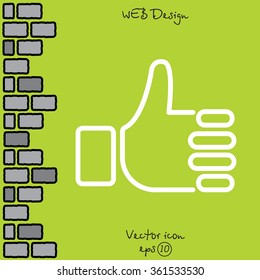 Web line icon. Thumbs up, like