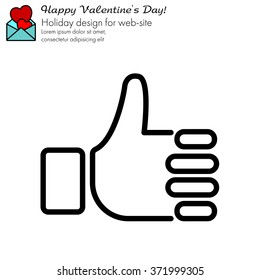 Web line icon. Thumbs up, like