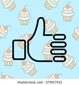 Web line icon. Thumbs up, like