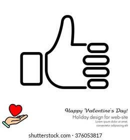 Web line icon. Thumbs up, like