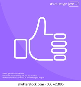 Web line icon. Thumbs up, like