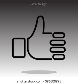 Web line icon. Thumbs up, like
