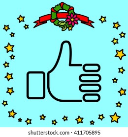 Web line icon. Thumbs up, like