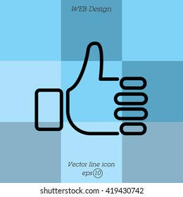 Web line icon. Thumbs up, like