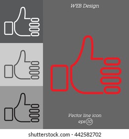 Web line icon. Thumbs up, like