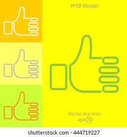 Web line icon. Thumbs up, like