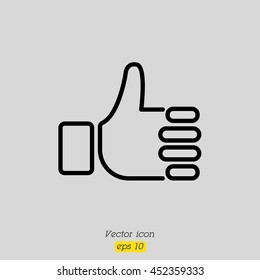 Web line icon. Thumbs up, like