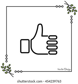 Web line icon. Thumbs up, like