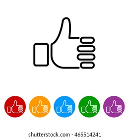 Web line icon. Thumbs up, like