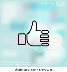 Web line icon. Thumbs up, like