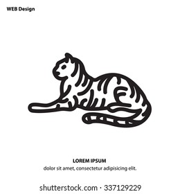 Web line icon - Tiger; wild animals