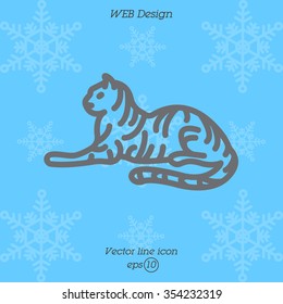 Web line icon. Tiger; wild animals