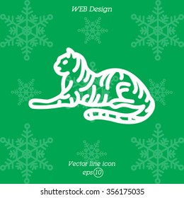 Web line icon. Tiger; wild animals