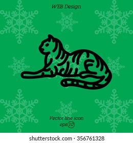 Web line icon. Tiger; wild animals