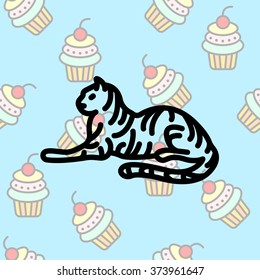 Web line icon. Tiger; wild animals