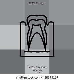 Web line icon. The tooth in the gums, tooth scheme