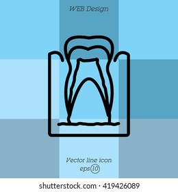 Web line icon. The tooth in the gums, tooth scheme