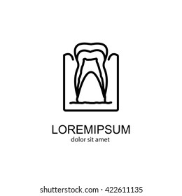 Web line icon. The tooth in the gums, tooth scheme
