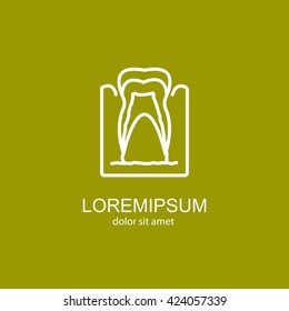 Web line icon. The tooth in the gums, tooth scheme