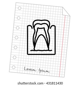 Web line icon. The tooth in the gums, tooth scheme