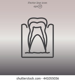 Web line icon. The tooth in the gums, tooth scheme