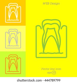 Web line icon. The tooth in the gums, tooth scheme