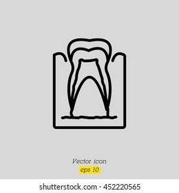 Web line icon. The tooth in the gums, tooth scheme