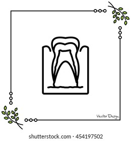 Web line icon. The tooth in the gums, tooth scheme