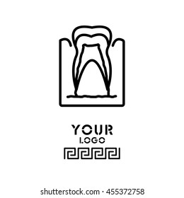 Web line icon. The tooth in the gums, tooth scheme