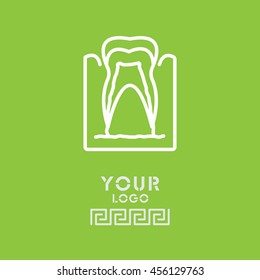 Web line icon. The tooth in the gums, tooth scheme
