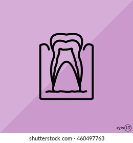 Web line icon. The tooth in the gums, tooth scheme