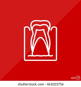 Web line icon. The tooth in the gums, tooth scheme