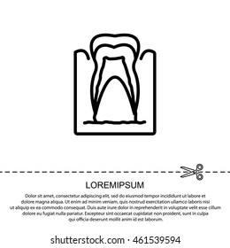 Web line icon. The tooth in the gums, tooth scheme