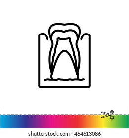 Web line icon. The tooth in the gums, tooth scheme