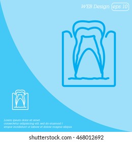 Web line icon. The tooth in the gums, tooth scheme