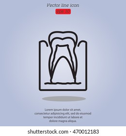 Web line icon. The tooth in the gums, tooth scheme