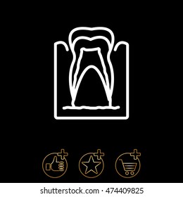 Web line icon. The tooth in the gums, tooth scheme