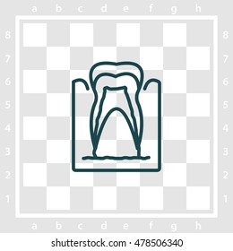 Web line icon. The tooth in the gums, tooth scheme