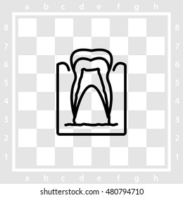 Web line icon. The tooth in the gums, tooth scheme