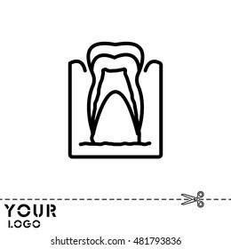 Web line icon. The tooth in the gums, tooth scheme