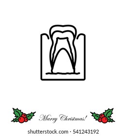 Web line icon. The tooth in the gums, tooth scheme