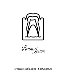 Web line icon. The tooth in the gums, tooth scheme