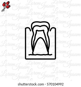 Web line icon. The tooth in the gums, tooth scheme
