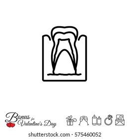 Web line icon. The tooth in the gums, tooth scheme