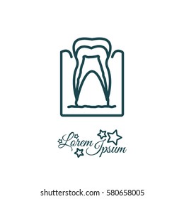 Web line icon. The tooth in the gums, tooth scheme